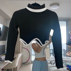 Knit turtle neck croptop